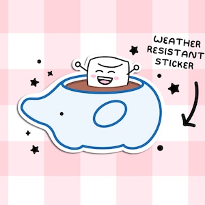 Marshmallow Sticker | Kawaii Sticker - Cute Art Sticker - Cute Stationery - Weather Resistant Sticker - Food Decal