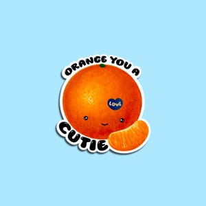 Kawaii Cutie Orange Sticker Kawaii Sticker - Cute Art Sticker - Cute Stationery - Weather Resistant Sticker - Food Decal