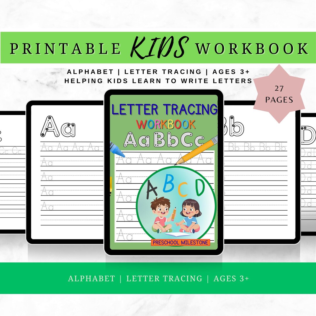 Kids Alphabet Letter Tracing Activity Learning Book - Etsy