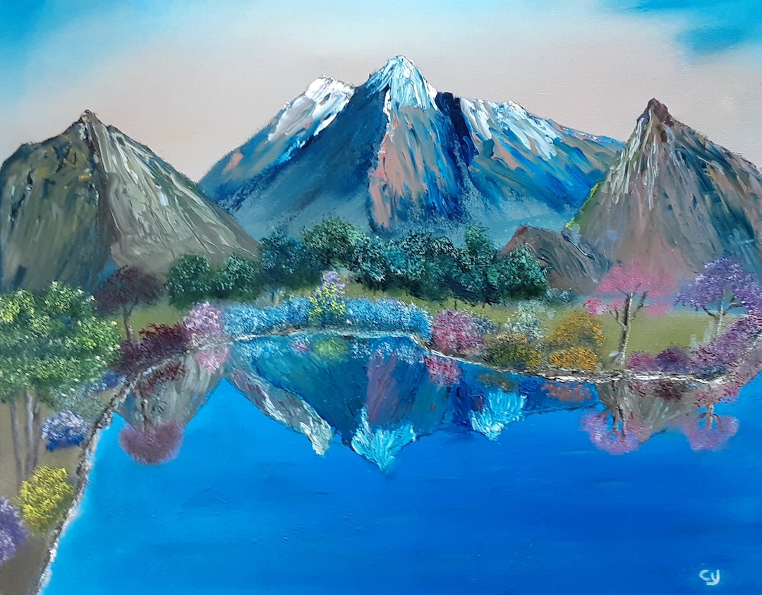 Mountain Lake Oil Landscape Painting - Etsy