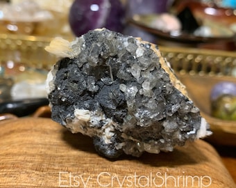 Pink Barite with Cerussite on Galena Natural Raw Rough Healing Mineral Crystal Mix