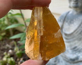 Dark Honey Calcite UV Reactive with Rainbows Smooth Raw Rough Dark Gold Yellow Natural Crystal Mineral