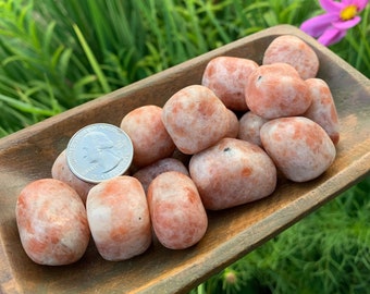 Flashy Sunstone Smooth Tumbled Stone | Small Natural Orange Crystal Mineral Carry Stone