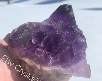 Large Dark Purple Cubic Fluorite 1.5lbs | Natural Raw Rough Healing Meditation Crystal Mineral Rock Stone