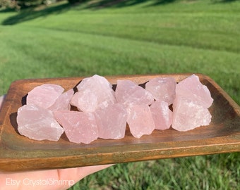 Natural Rose Quartz Raw Rough Rainbows | Small Pink Crystal Mineral Stone Rock for Grids | home decoration display healing metaphysical