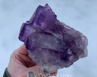 Dark Purple Cubic Fluorite Natural Healing Meditation Crystal