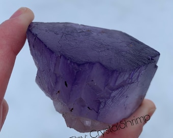 Dark Purple Cubic Fluorite Diamond Shaped Cube Natural Healing Meditation Crystal Specimen