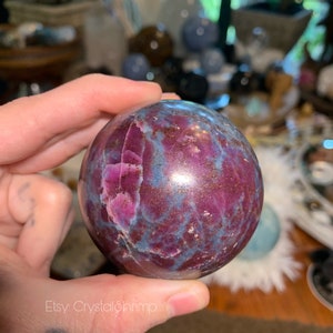 Ruby Kyanite UV Reactive 2.4” Polished Sphere | Red Pink Corundum Blue Kyanite High Quality High Frequency Natural Crystal Mineral Stone Mix image 4