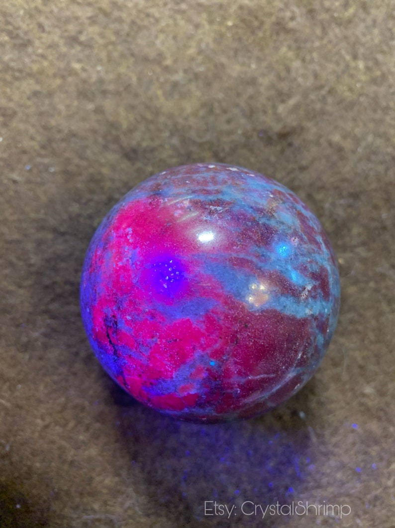 Ruby Kyanite UV Reactive 2.4” Polished Sphere | Red Pink Corundum Blue Kyanite High Quality High Frequency Natural Crystal Mineral Stone Mix image 6