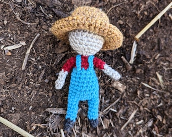 Crochet Pattern PDF: The Little Folk Farmer Waldorf Inspired Doll • toddler present, toy, small play, imaginative, amigurumi, montessori