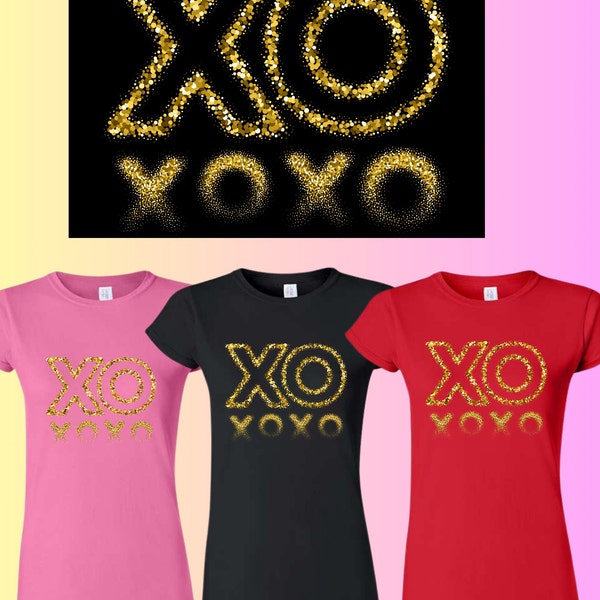 XO- Hugs & Kisses- Gold Glitter Digital PNG