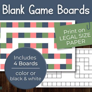 Tableros de juego en blanco / Plantilla imprimible para juegos de mesa / Descarga en PDF
