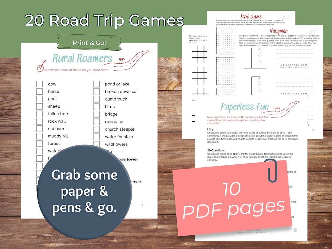 Printable Road Trip Games, Summer Trip Activities, Car Trip Games for Kids Tweens and Teens ...