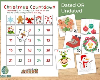 Christmas Countdown, Advent Calendar, Christmas Countdown, Christmas Countdown Calendar, Christmas Countdown Printable, Printable PDF