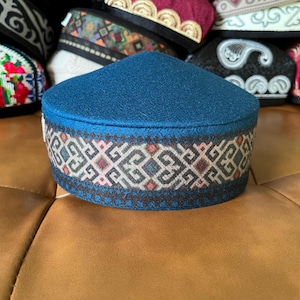 Kipchak Collection - Kazakh Doppi Doppa Tubeteika - Rare Central Asian Turkic Felt Hat - 59 CM