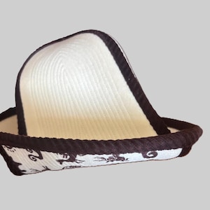 Kyrgyz Traditional Felt Wool Cashmere Hat "Ak-Kalpak" with Petroglyph Printed Design