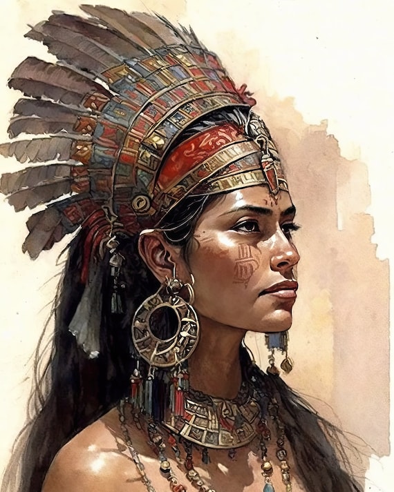 Aztec Woman Digital Print - Etsy