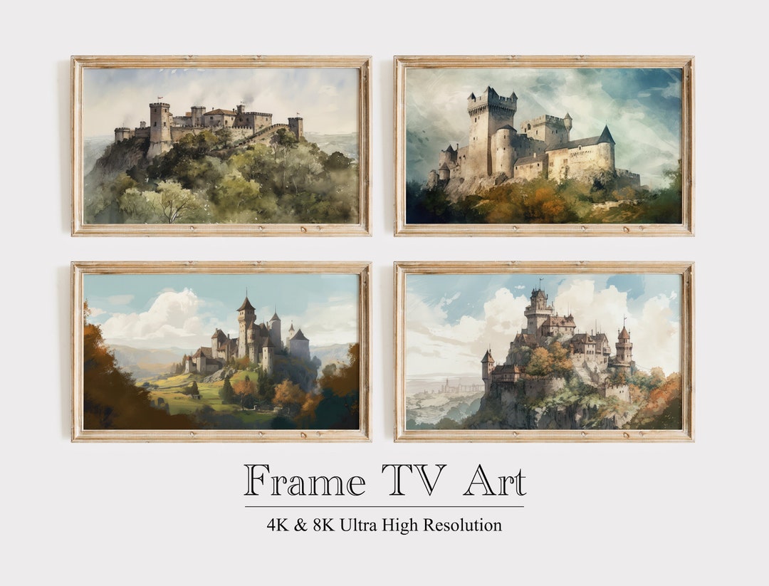 Castle Square Frame Samsung Frame TV Art Watercolor Castle Bundle Set of 4 - Etsy