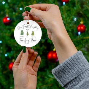 Family Christmas Ornament, Family of 3, Family Ornament, Personalized Baby's First Christmas Ornament, First Christmas Ornament