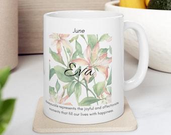 Personalized Birth Month Flower Mug Custom Birth Month Flower Mug Personalized Birthday Gifts Personalized Mug June Custom Gift