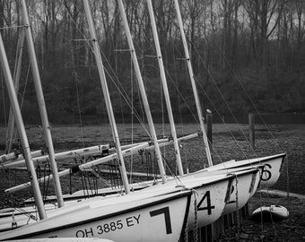 Schwarz-weiße Segelboot Digital Photo Download | Maritime Wandkunst | Hueston Woods State Park Foto herunterladen | Boot Digital Foto