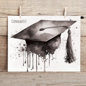 Graduation Congratulations Card / graduation cap / watercolor art / class of 2025