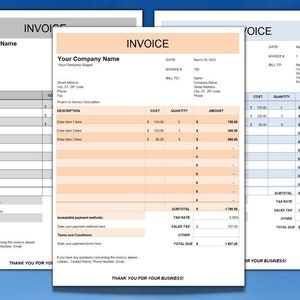 Excel Invoice Template, Small Business Invoice, Editable Invoice, Printable Invoice, Custom Invoice Template, Blank Invoice