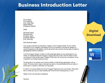 Customizable Business Introduction Letter Template in Microsoft Word, Basic Business Letter, Business Letter Template for Entrepreneurs