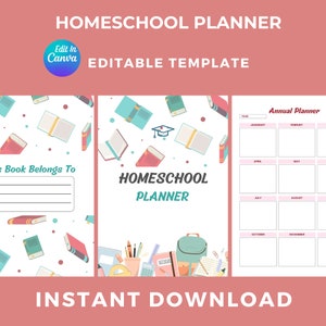 Homeschool Routine planner Editable Homeschool Canva Template Printable PDF Us Letter Size, A5, A4 31 Pages Homeschool planner image 4