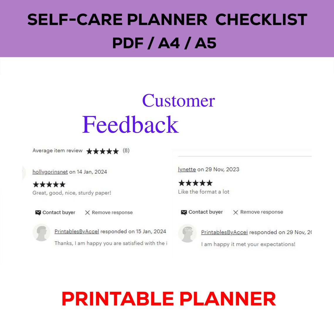 Self-care Checklist Planner Printable Planner 09 Pages Planner ...