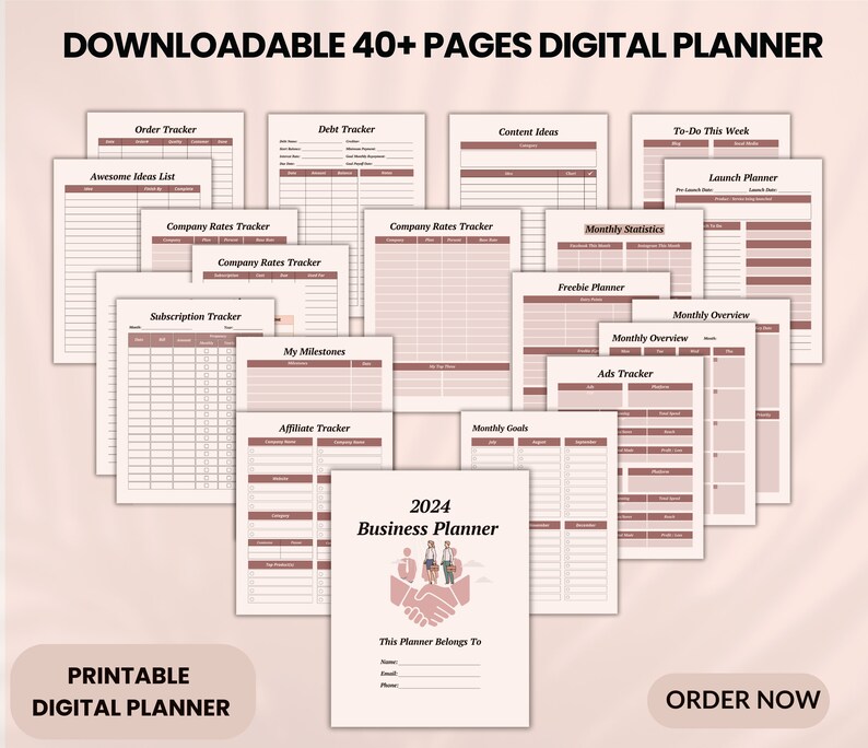 All in One 2024 Business Planner, Printable Business Planner, Daily