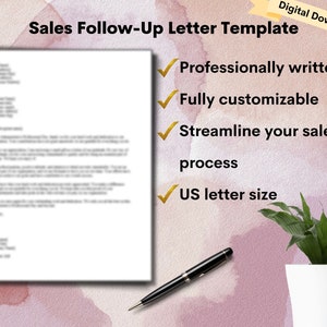 Plantilla de carta de seguimiento de ventas en Microsoft Word, carta comercial de ventas personalizable, carta comercial personalizada para pequeñas empresas tamaño carta de EE. UU.