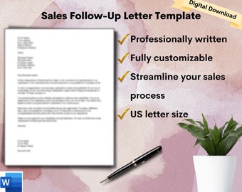 Sales Follow-Up Letter Template in Microsoft Word, Customizable Sales Business Letter, US Letter size Custom Small Business Business Letter