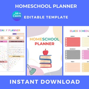 31 Pages Homeschool Planner, Homeschool Schedule Template, Homeschool Routine Template, Editable Canva Template, PDF Us Letter, A5, A4 image 4