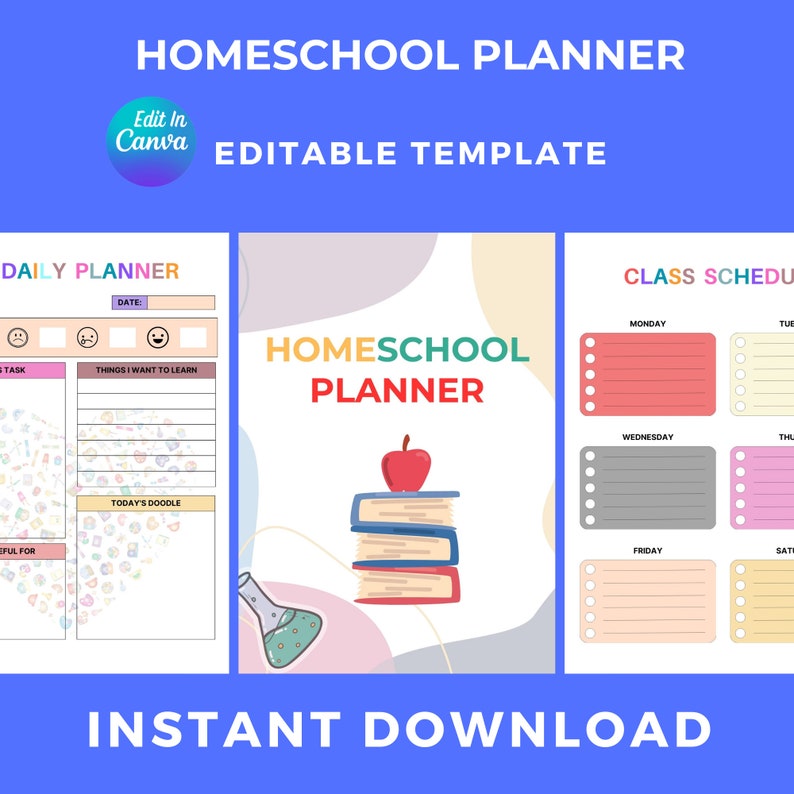 31 Pages Homeschool Planner, Homeschool Schedule Template, Homeschool Routine Template, Editable Canva Template, PDF Us Letter, A5, A4 image 4