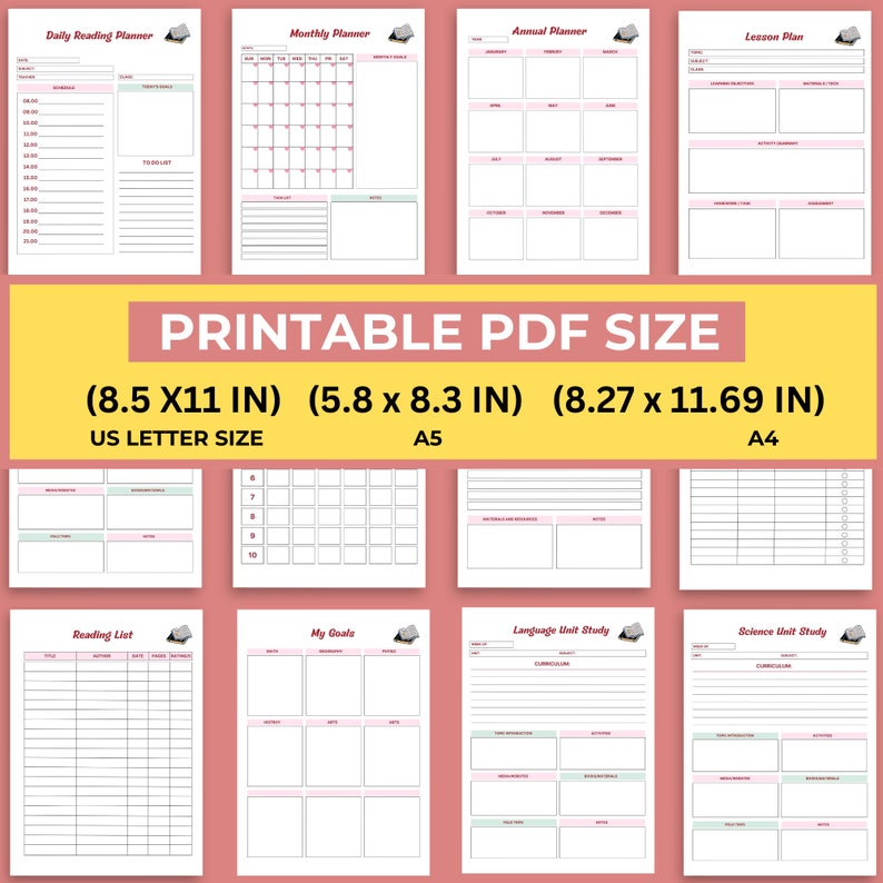 Homeschool Routine planner Editable Homeschool Canva Template Printable PDF Us Letter Size, A5, A4 31 Pages Homeschool planner image 2