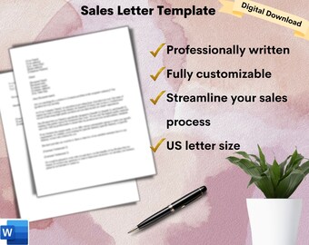 Sales Follow-Up Letter Template in Microsoft Word, Customizable Sales Business Letter, US Letter size Custom Small Business Business Letter