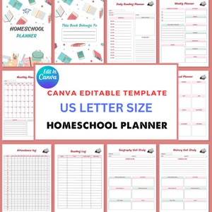 Homeschool Routine planner Editable Homeschool Canva Template Printable PDF Us Letter Size, A5, A4 31 Pages Homeschool planner image 3