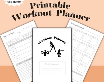 Printable Workout Planner, Daily Exercise Log, Weekly Fitness Journal, Digital Workout Template, Fitness Meal Planner, A4/A5/Letter Size