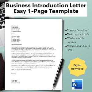 Plantilla de carta de presentación comercial personalizable en Microsoft Word, carta comercial básica, plantilla de carta comercial para emprendedores