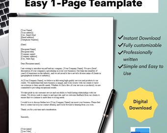 Customizable Business Introduction Letter Template in Microsoft Word, Basic Business Letter, Business Letter Template for Entrepreneurs