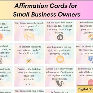 Cartes d'affirmation pour les propriétaires de petites entreprises, Cartes imprimables, Téléchargement numérique