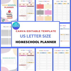 31 Pages Homeschool Planner, Homeschool Schedule Template, Homeschool Routine Template, Editable Canva Template, PDF Us Letter, A5, A4 image 3