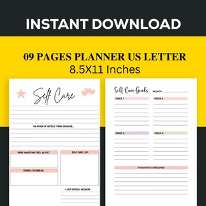 Planificador de lista de verificación de cuidado personal / Planificador imprimible / Planificador de 09 páginas / Planificador de amor propio de motivación Planificador de lista de verificación PDF imprimible CARTA DE EE. UU.