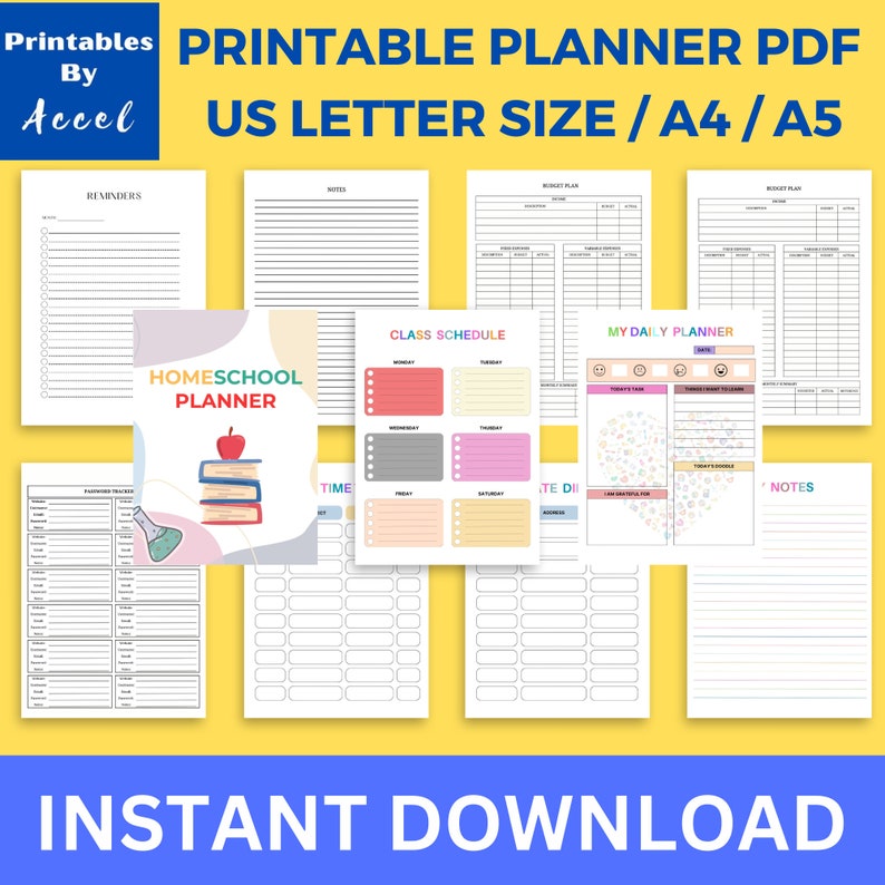 31 Pages Homeschool Planner, Homeschool Schedule Template, Homeschool Routine Template, Editable Canva Template, PDF Us Letter, A5, A4 image 6