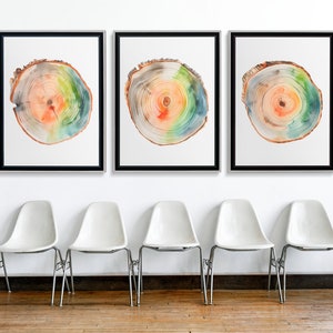 Tree Ring Wall Art in a set of 4 to be downloaded and printed.