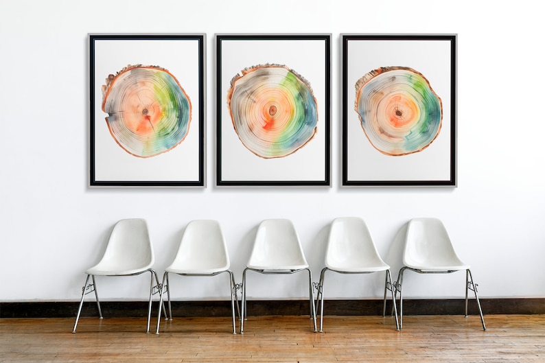 Tree Ring Wall Art in a Set of 4 to Be Downloaded and Printed. - Etsy