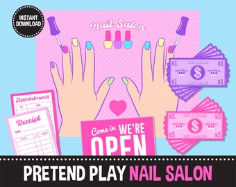 Pretend Play Nail Salon - Printable Activity Instant Download | Dramatic play