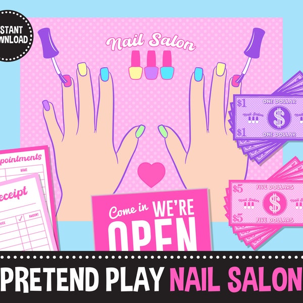 Pretend Play Nail Salon - Printable Activity Instant Download | Dramatic play