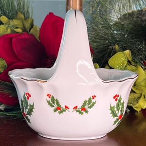 Christmas Holly by Kashima Porcelain Basket